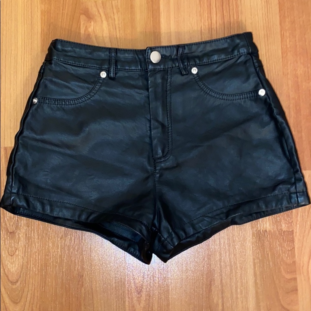 Pleather high waisted shorts